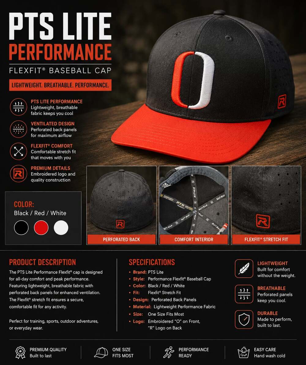 PTS Lite Performance Flexfit Baseball Cap One Size Fits Most